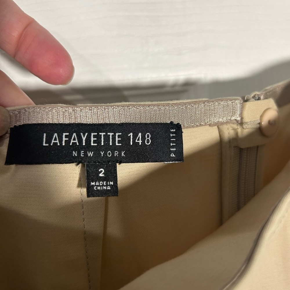 Lafayette 148 Cotton Tan Pencil Skirt Size 2 Petite Chic Classic Professional - Picture 10 of 14